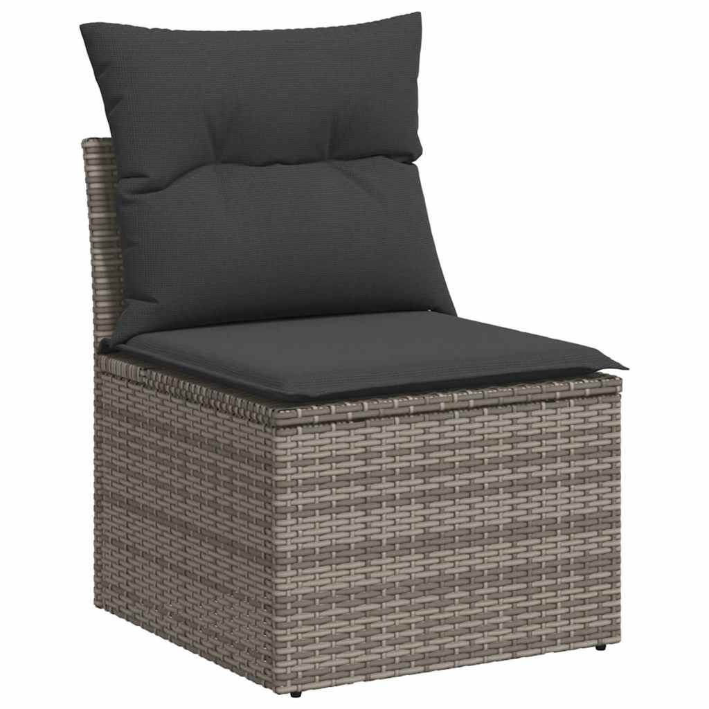 Set mobilier de grădină cu perne, 10 piese, gri, poliratan GartenMobel Dekor