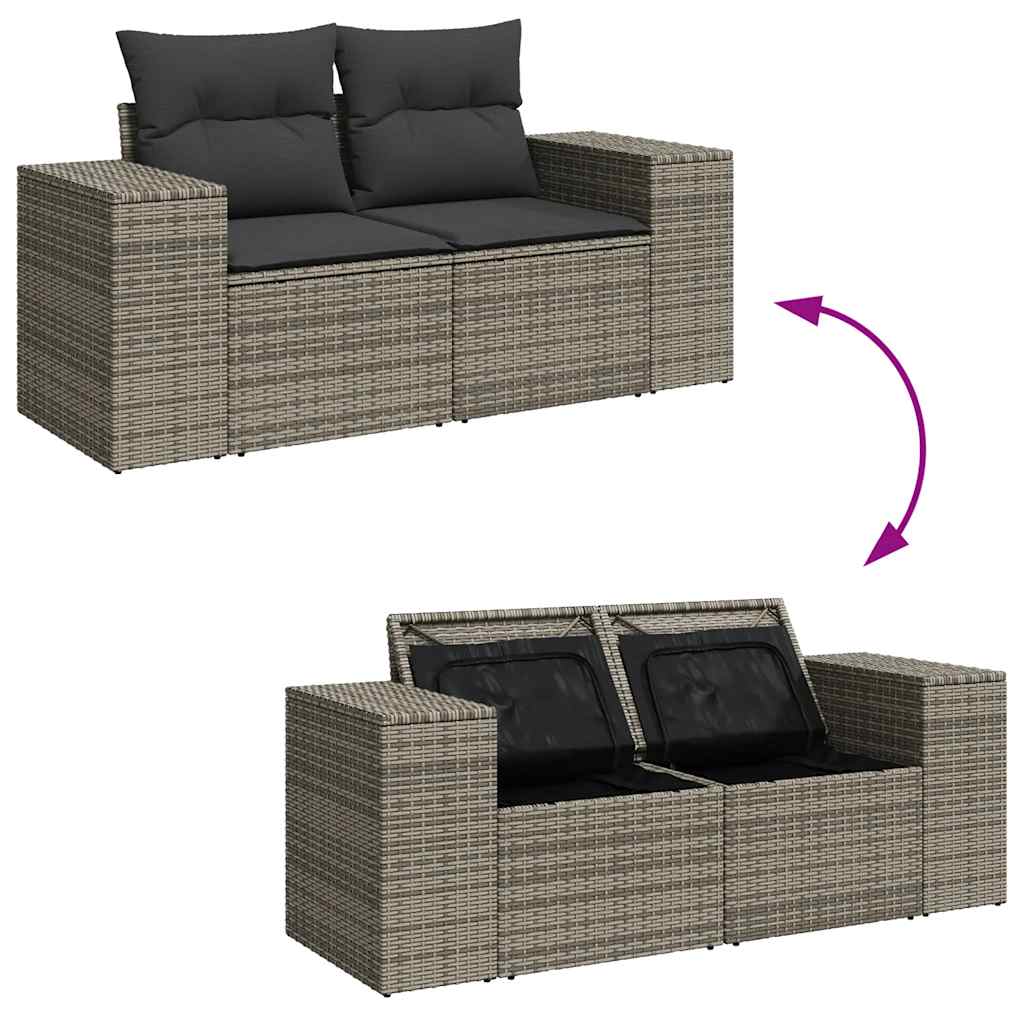 Set mobilier de grădină cu perne, 10 piese, gri, poliratan GartenMobel Dekor