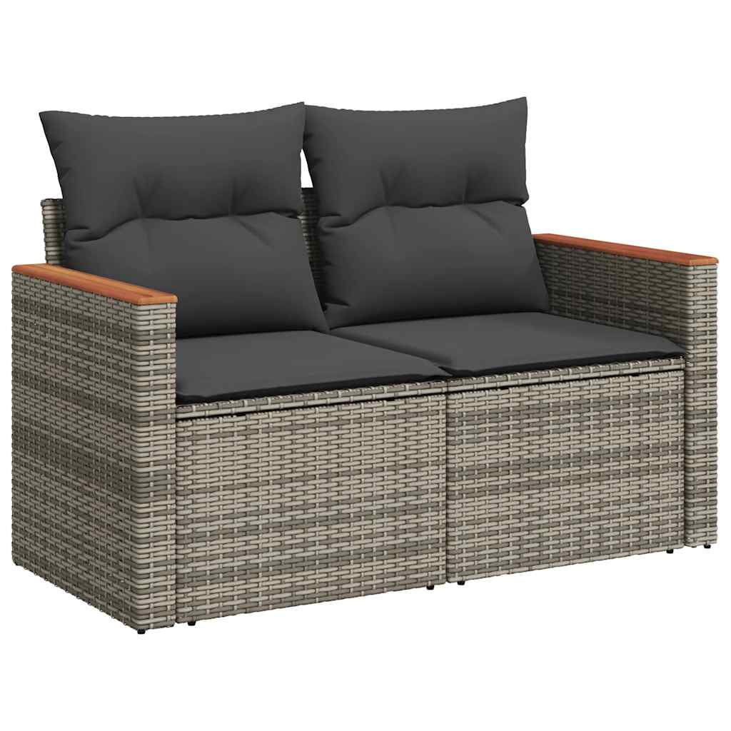 Set mobilier grădină cu perne 6 piese gri poliratan/lemn acacia GartenMobel Dekor