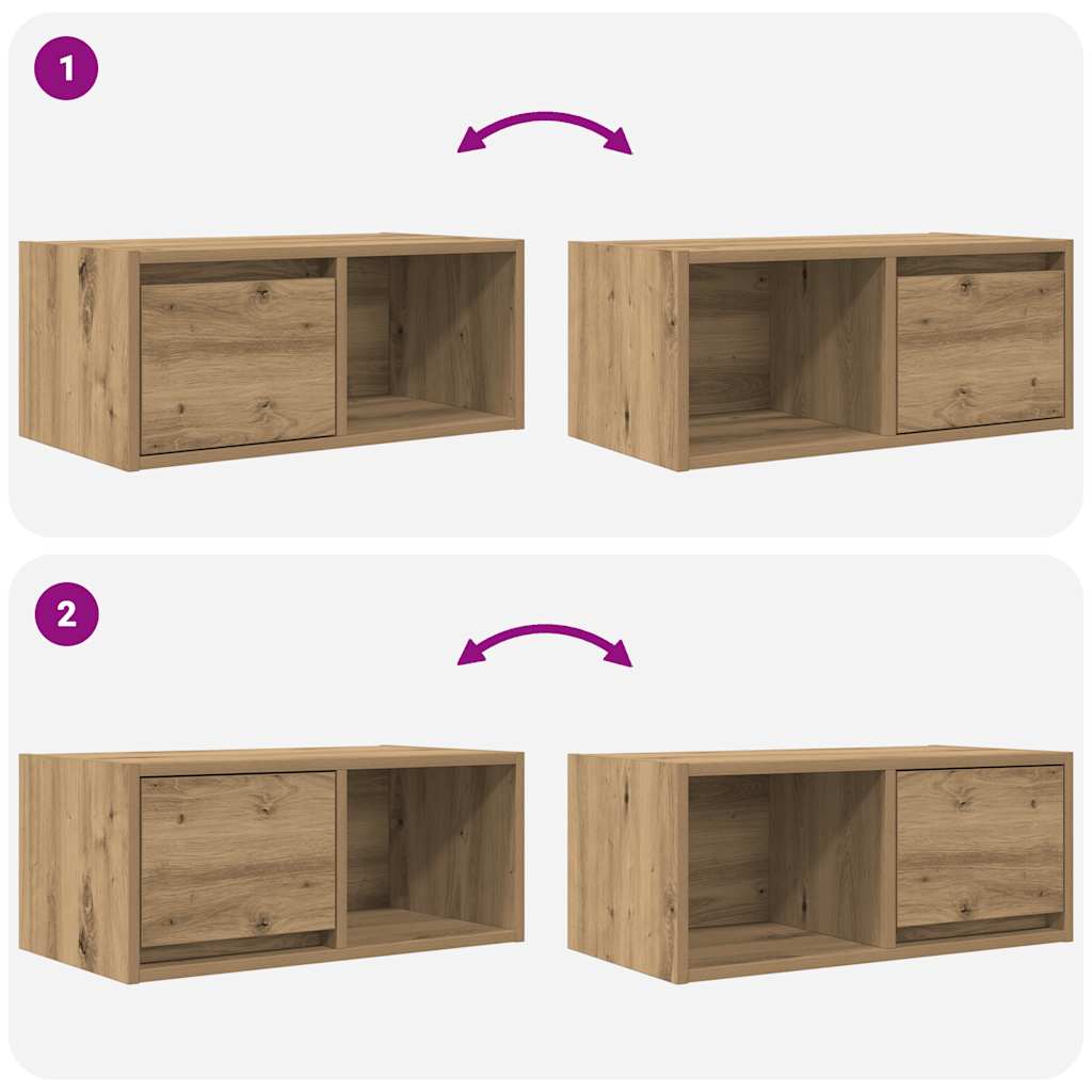 Dulap TV Artisan Stejar 60x31x25,5 cm Lemn prelucrat GartenMobel Dekor