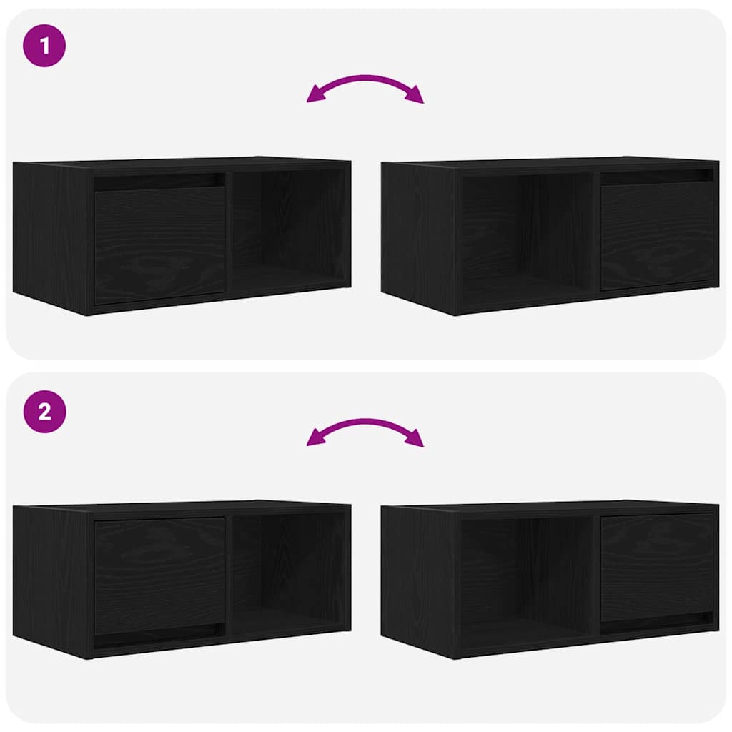 Dulap TV Stejar negru 60x31x25,5 cm Lemn prelucrat GartenMobel Dekor