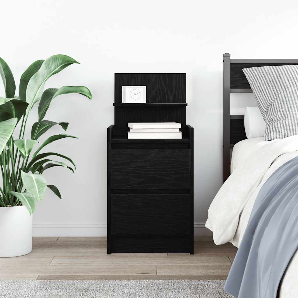 Noptiera cu 2 sertare Negru 38x34x80 cm GartenMobel Dekor