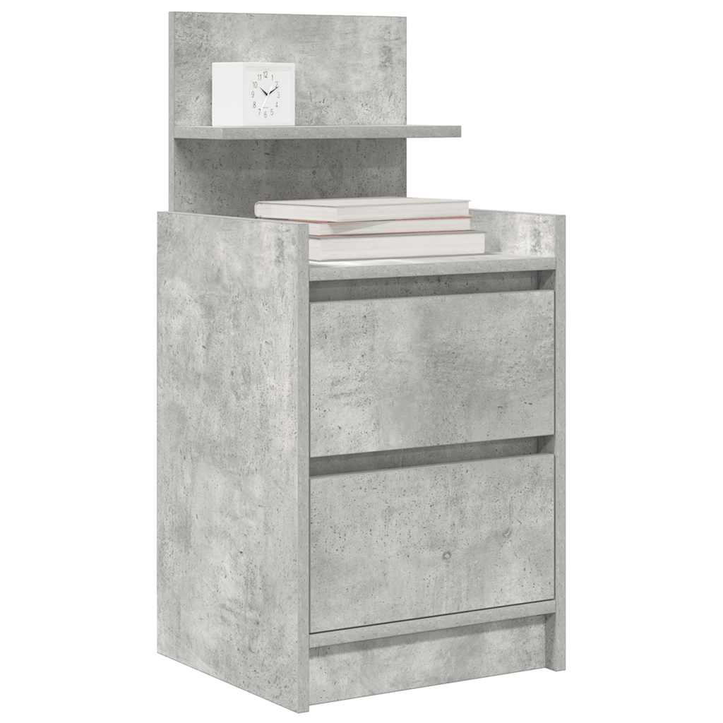 Noptiera cu 2 sertare gri beton 38x34x80 cm GartenMobel Dekor