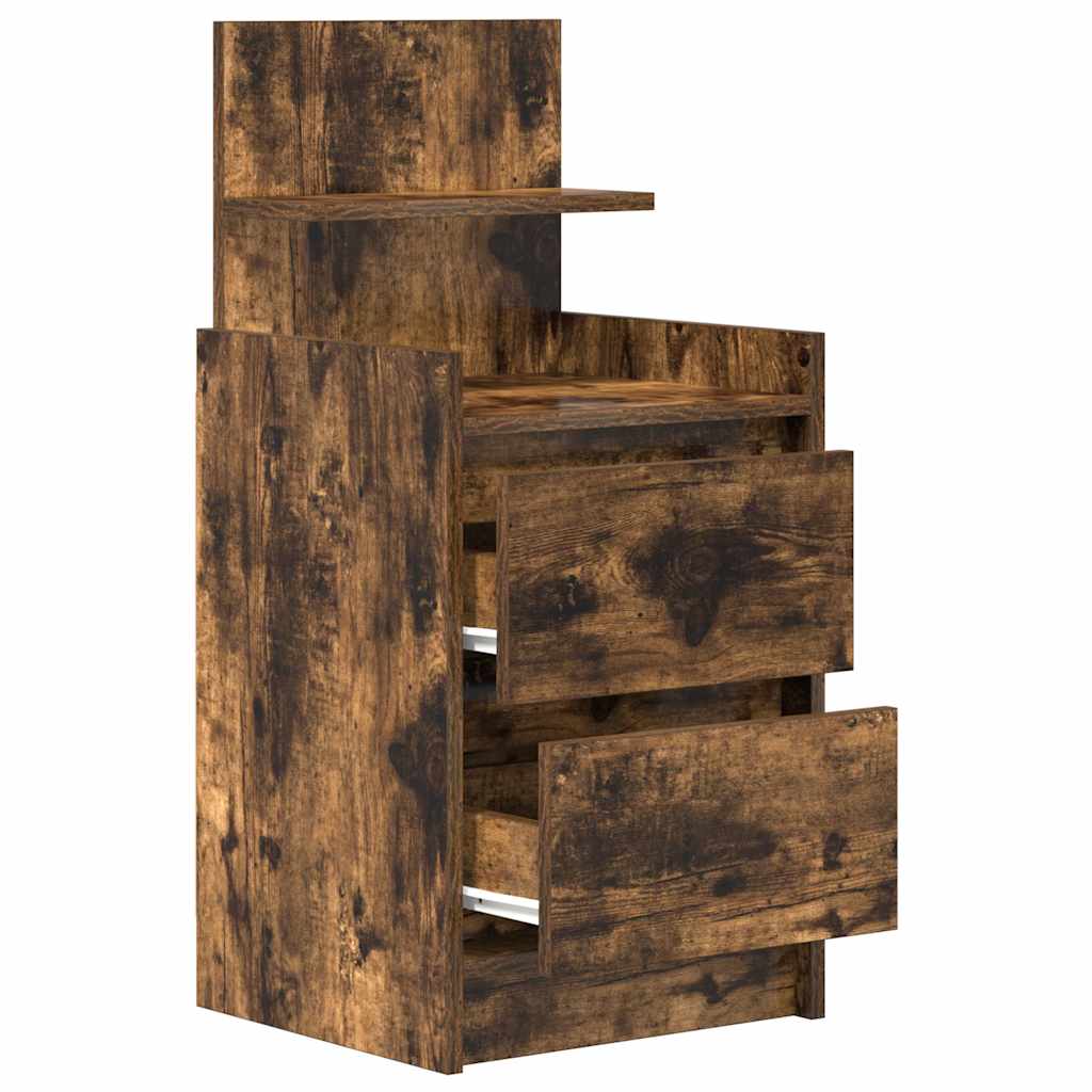 Noptiera cu 2 sertare stejar afumat 38x34x80 cm GartenMobel Dekor