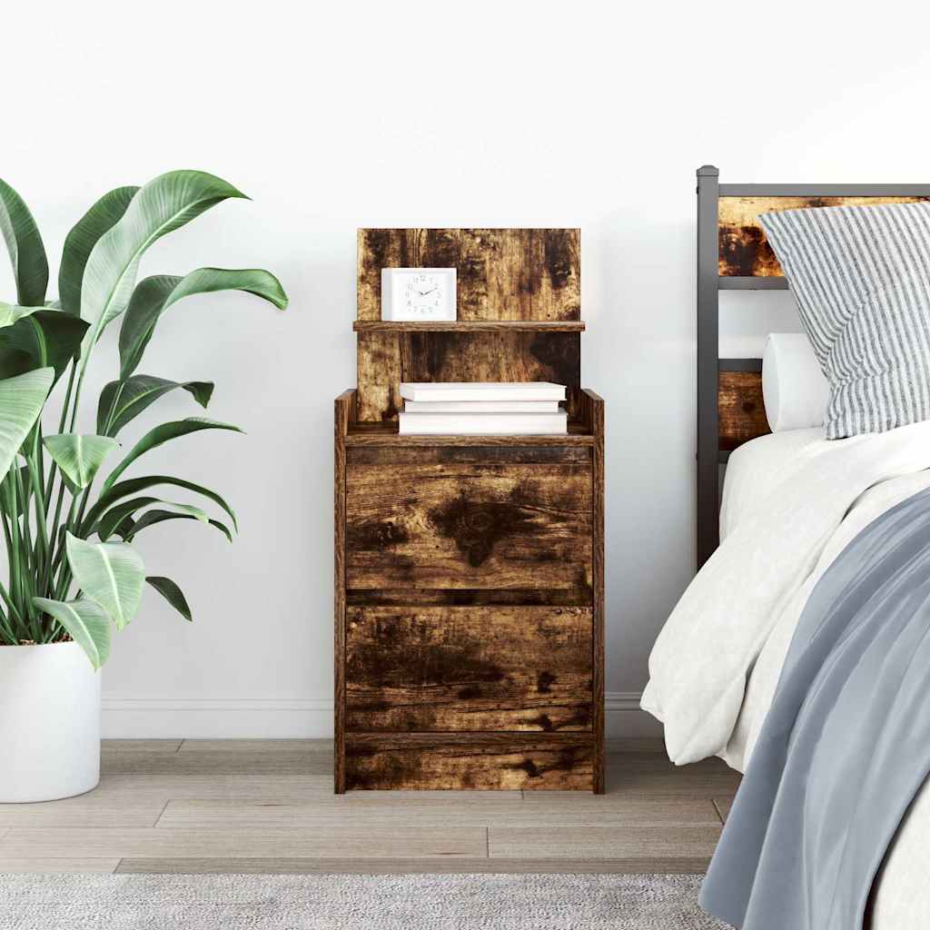 Noptiera cu 2 sertare stejar afumat 38x34x80 cm GartenMobel Dekor