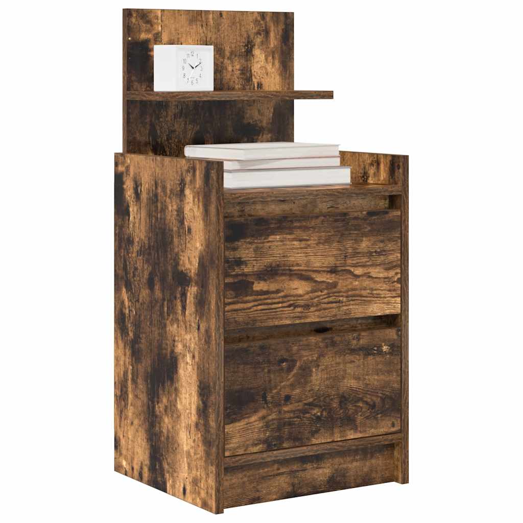 Noptiera cu 2 sertare stejar afumat 38x34x80 cm GartenMobel Dekor
