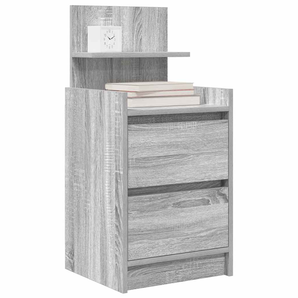 Noptiere cu 2 sertare 2 buc Gri Sonoma 38x34x80 cm GartenMobel Dekor