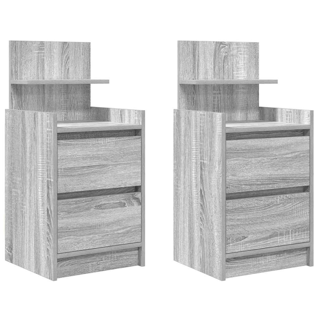 Noptiere cu 2 sertare 2 buc Gri Sonoma 38x34x80 cm GartenMobel Dekor