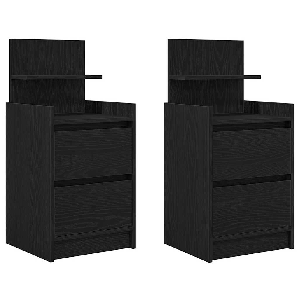 Noptiere cu 2 sertare 2 buc Negru 38x34x80 cm GartenMobel Dekor