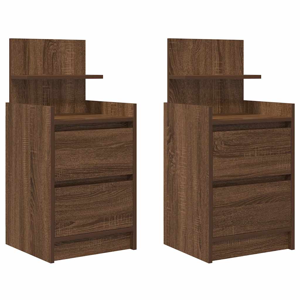 Noptiere cu 2 sertare 2 buc Stejar maro 38x34x80 cm GartenMobel Dekor