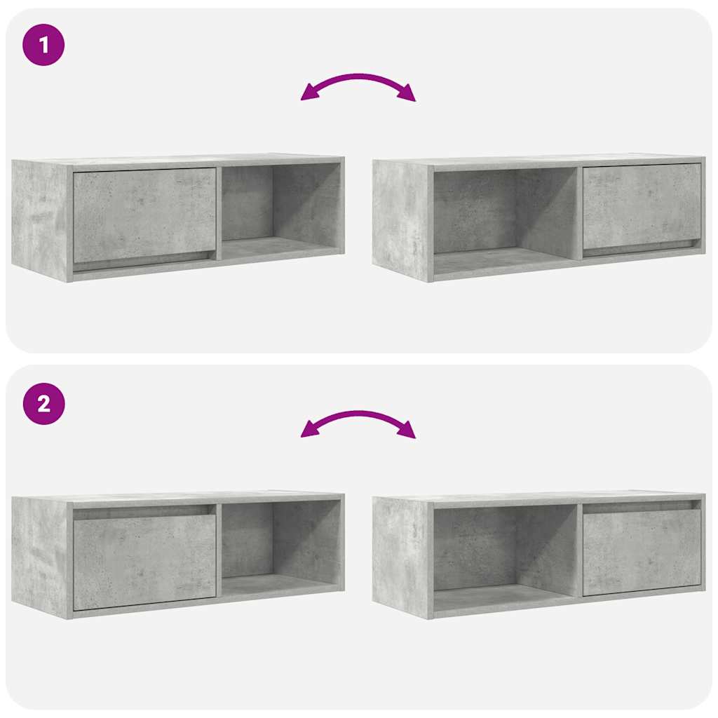 Dulap TV Beton Gri 80x31x25,5 cm Lemn prelucrat GartenMobel Dekor