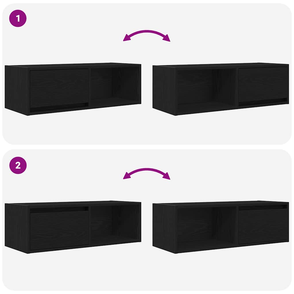 Dulap TV Stejar negru 80x31x25,5 cm Lemn prelucrat GartenMobel Dekor