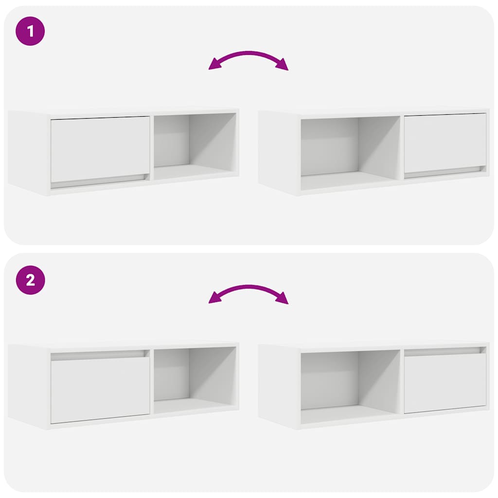 Dulapuri TV 2 buc Alb 80x31x25,5 cm Lemn prelucrat GartenMobel Dekor