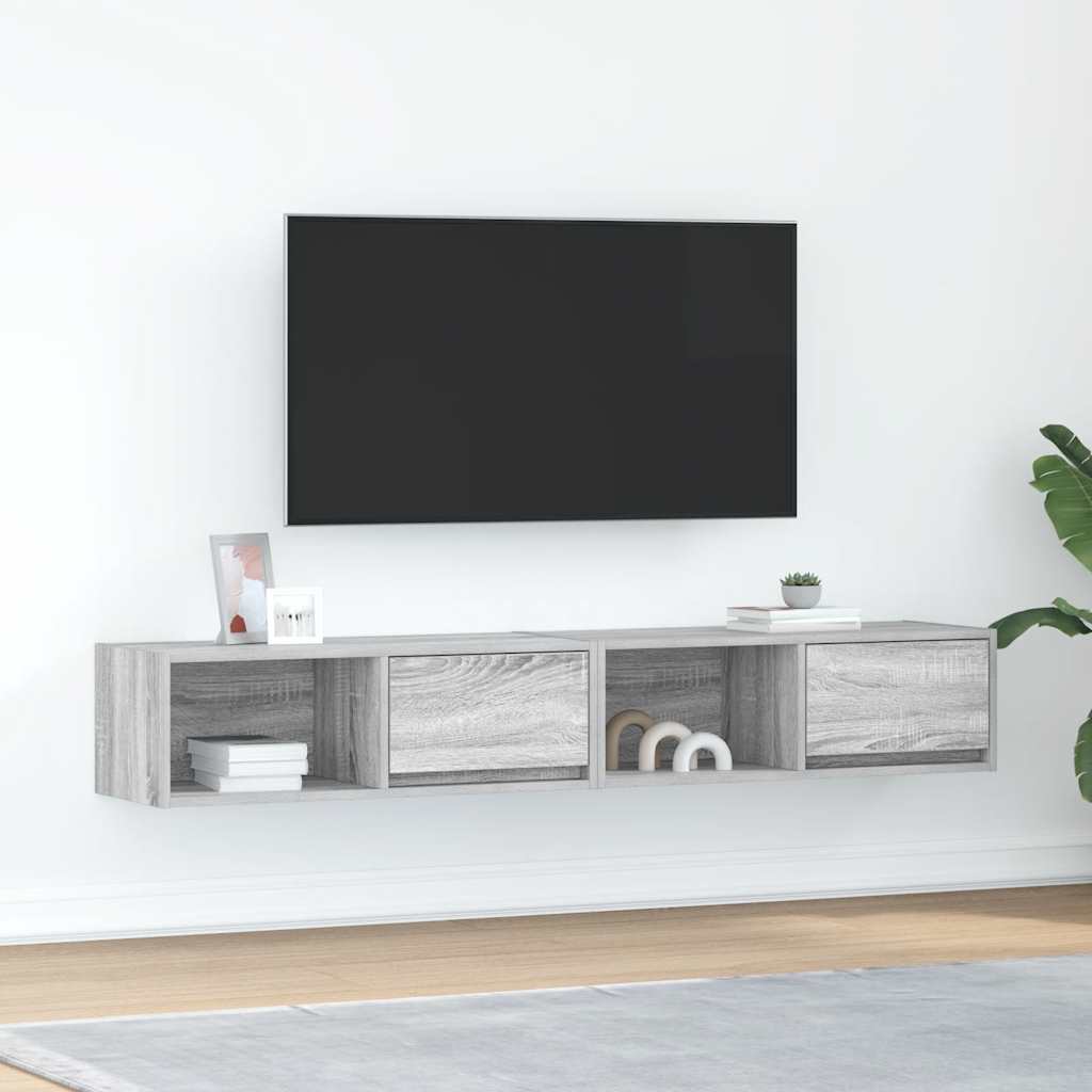 Dulapuri TV 2 buc Gri Sonoma 80x31x25,5 cm Lemn prelucrat GartenMobel Dekor