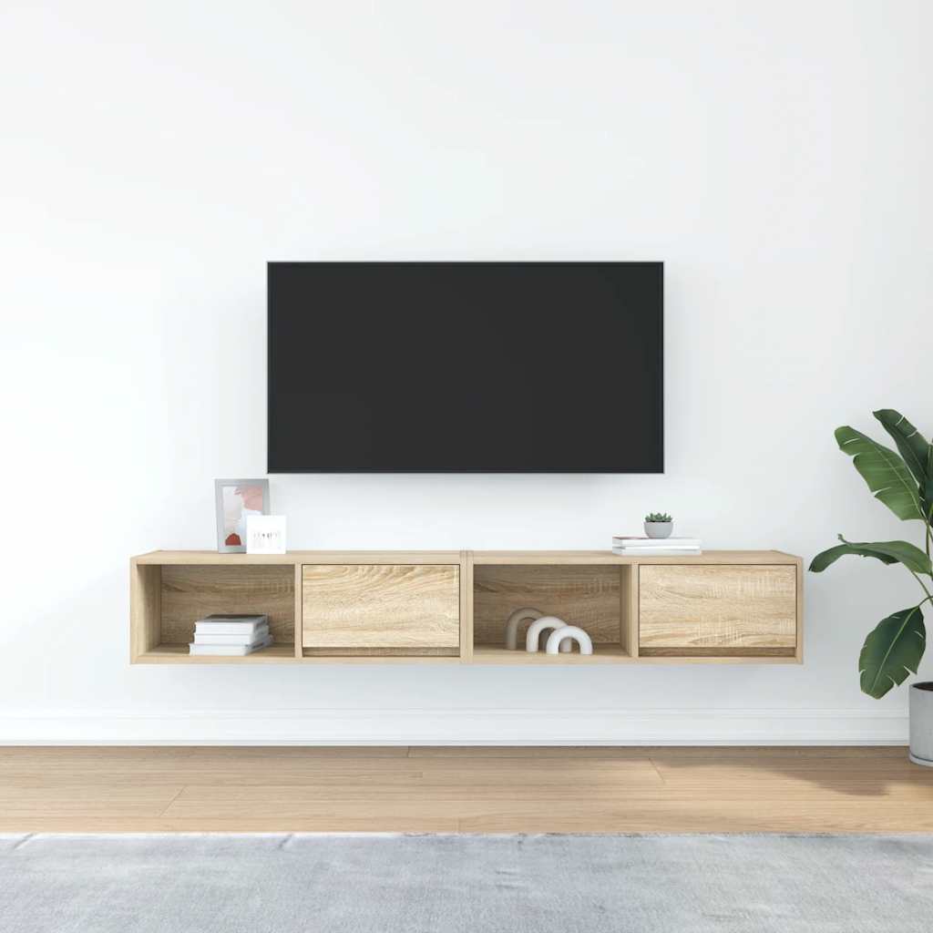 Dulapuri TV 2 buc Stejar Sonoma 80x31x25,5 cm Lemn prelucrat GartenMobel Dekor
