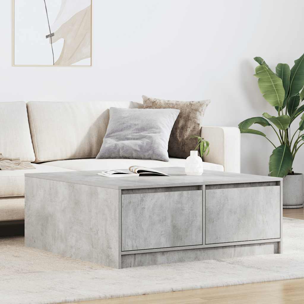 Masuta de cafea cu sertare Gri beton 100x100x40 cm GartenMobel Dekor
