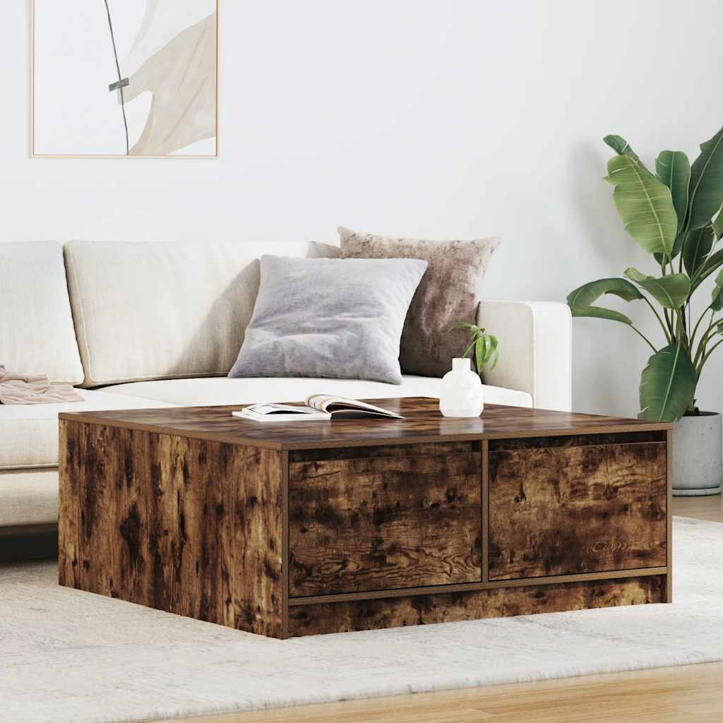 Masuta de cafea cu sertare Stejar afumat 100x100x40 cm GartenMobel Dekor