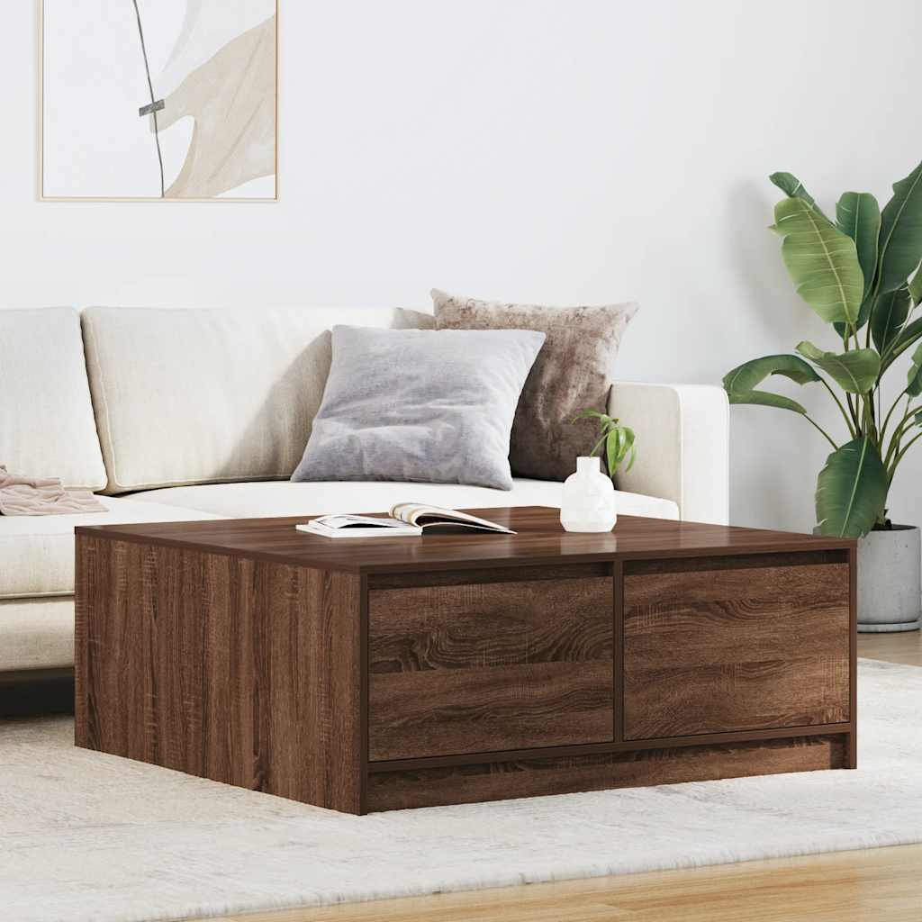 Masuta de cafea cu sertare Stejar maro 100x100x40 cm GartenMobel Dekor