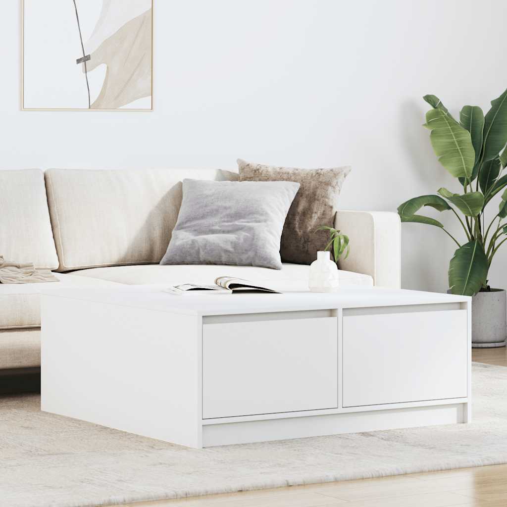 Masuta de cafea cu sertare alb 100x100x40 cm GartenMobel Dekor
