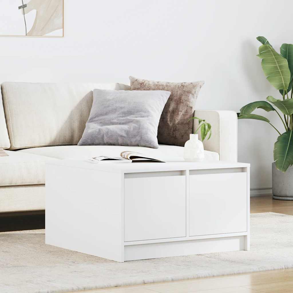 Masuta de cafea cu sertare alb 70,5x70x40 cm GartenMobel Dekor