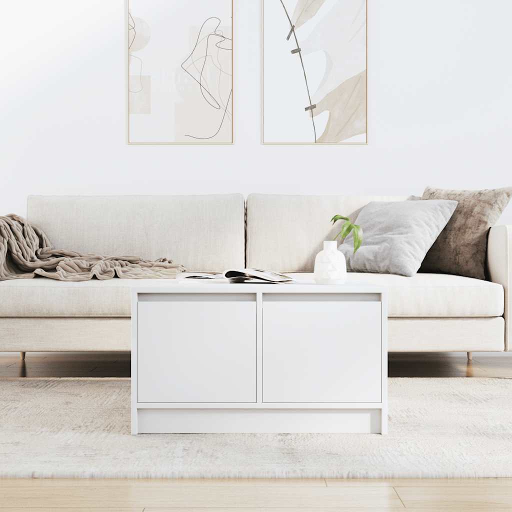 Masuta de cafea cu sertare alb 70,5x70x40 cm GartenMobel Dekor