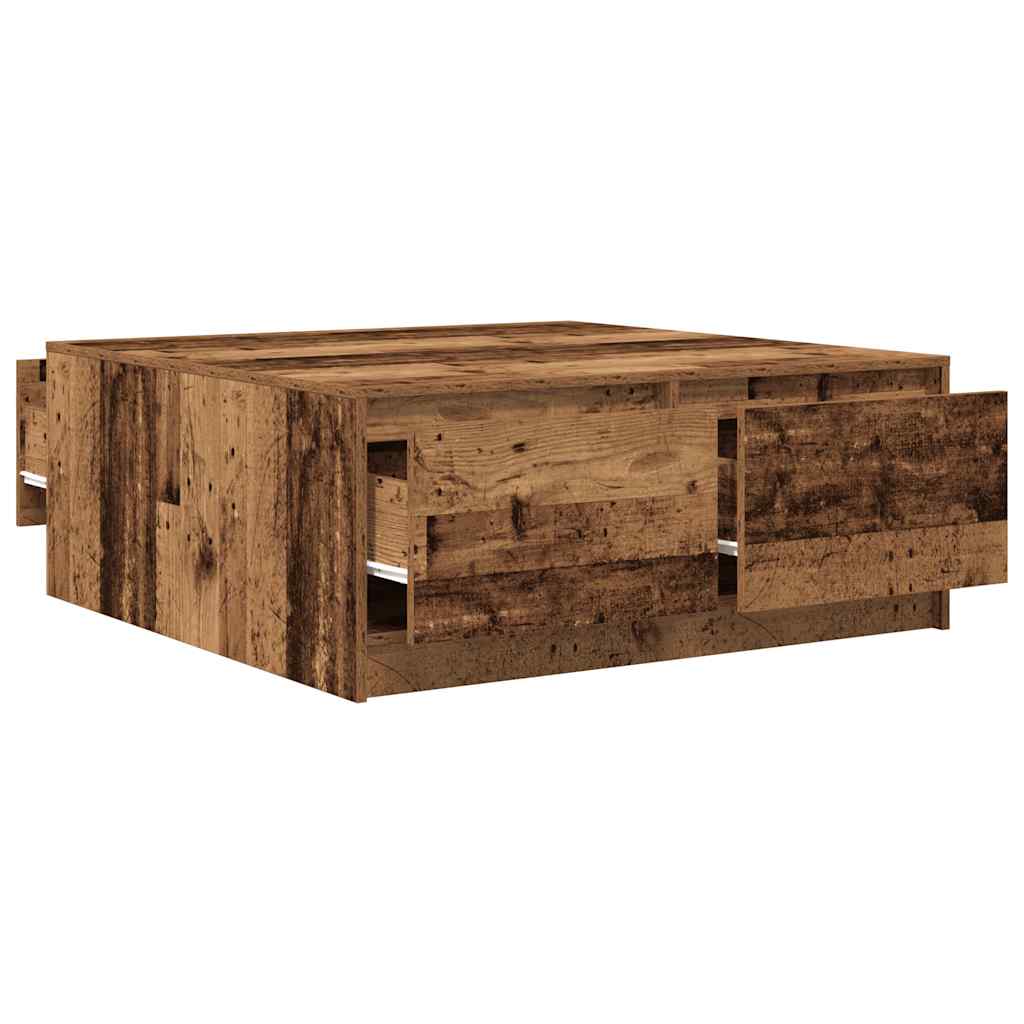 Masuta de cafea cu sertare din lemn vechi 100x100x40 cm GartenMobel Dekor