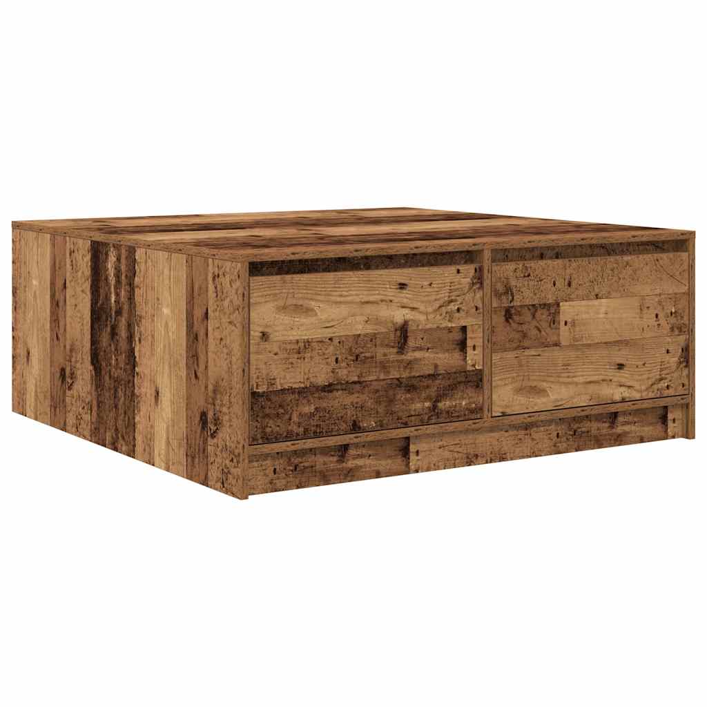 Masuta de cafea cu sertare din lemn vechi 100x100x40 cm GartenMobel Dekor