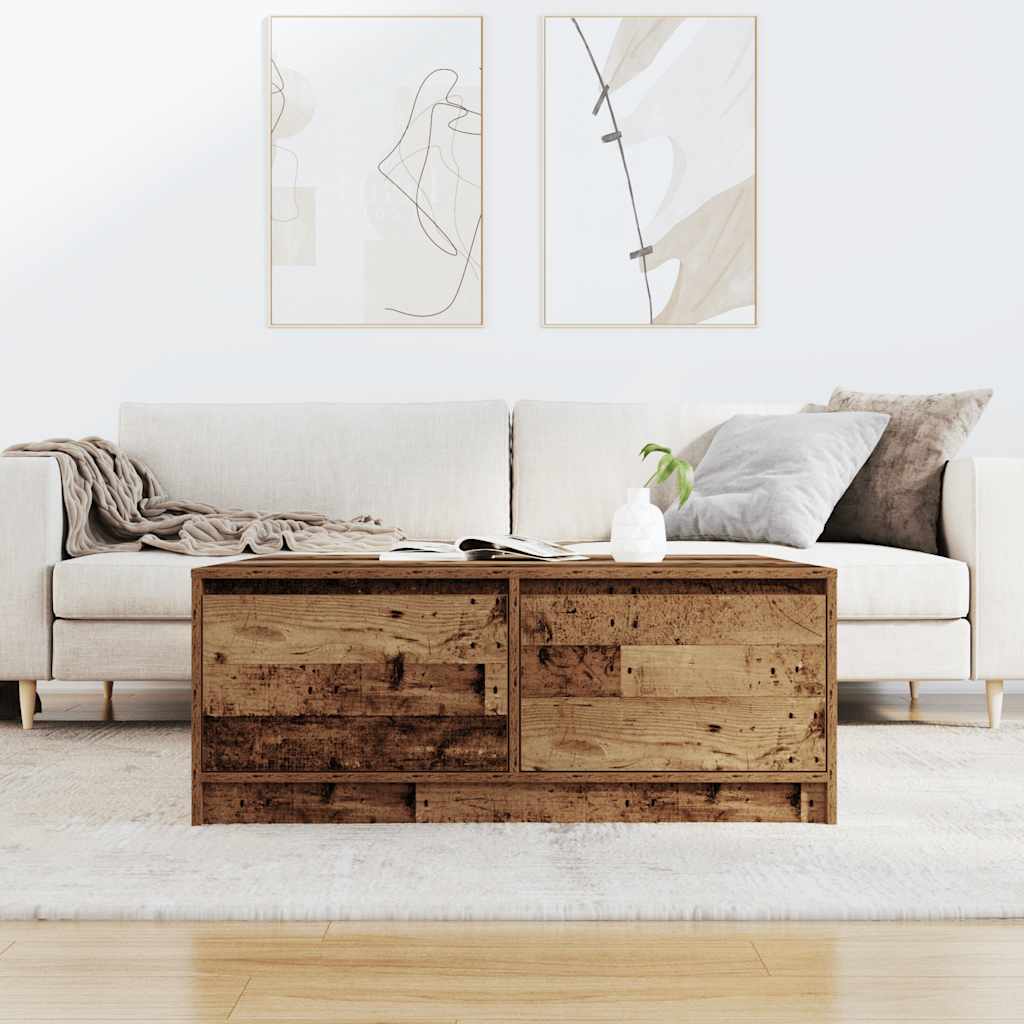 Masuta de cafea cu sertare din lemn vechi 100x100x40 cm GartenMobel Dekor