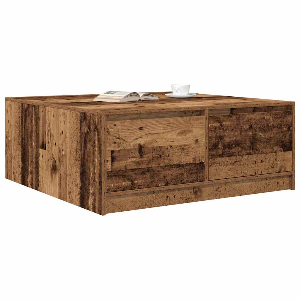Masuta de cafea cu sertare din lemn vechi 100x100x40 cm GartenMobel Dekor