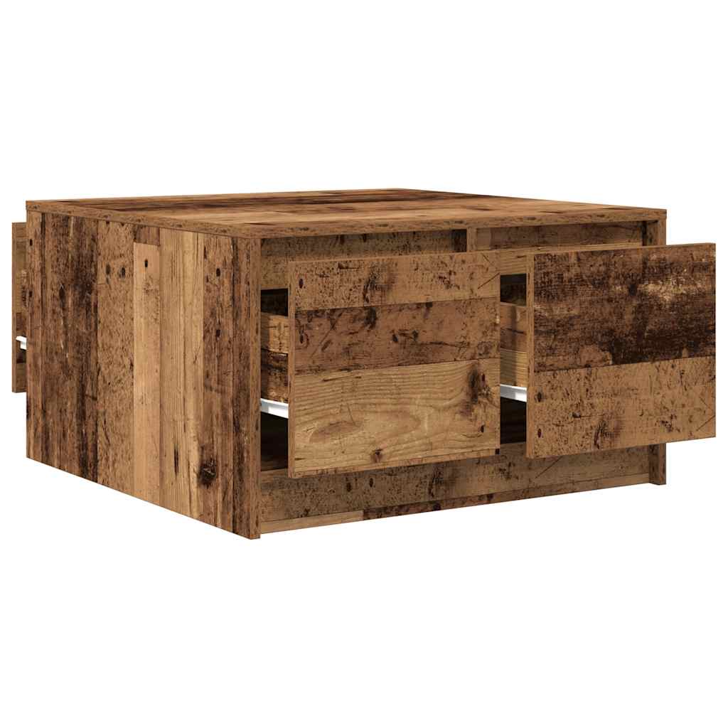 Masuta de cafea cu sertare din lemn vechi 70,5x70x40 cm GartenMobel Dekor