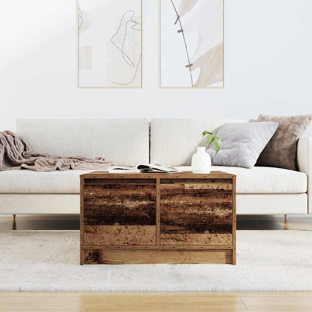 Masuta de cafea cu sertare din lemn vechi 70,5x70x40 cm GartenMobel Dekor