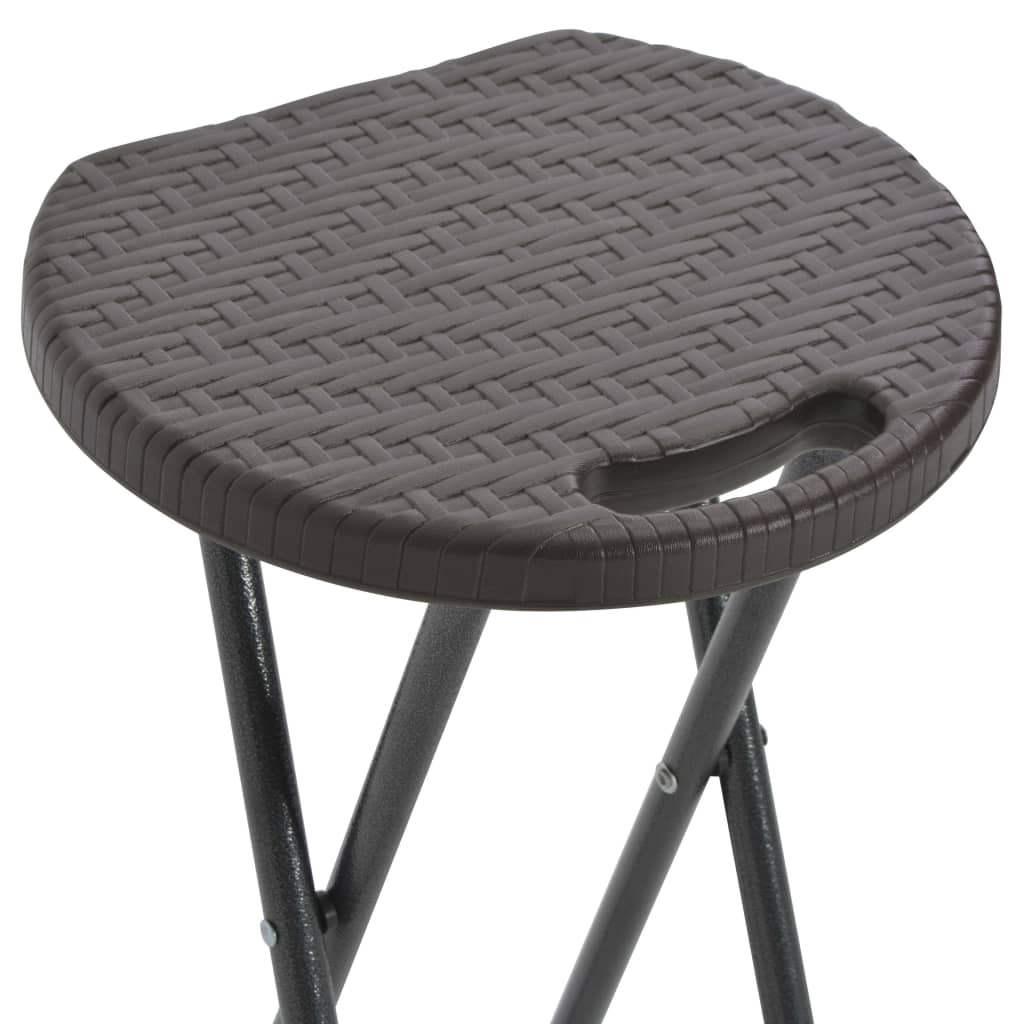 Scaune de bar pliabile 2 buc., maro, HDPE și oțel, aspect ratan GartenMobel Dekor