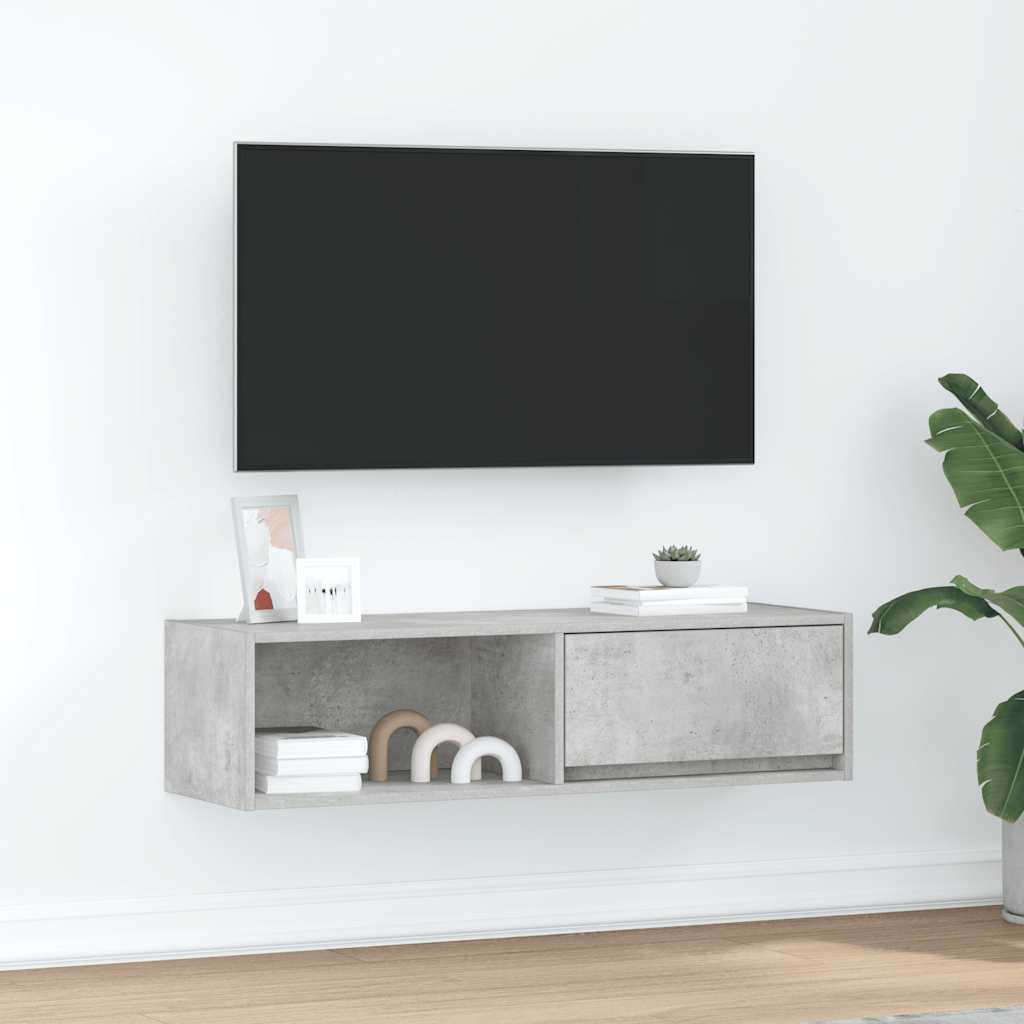 Comodă TV, gri beton, 100x31x25,5 cm, lemn prelucrat GartenMobel Dekor
