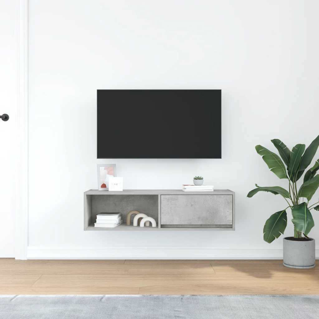 Comodă TV, gri beton, 100x31x25,5 cm, lemn prelucrat GartenMobel Dekor