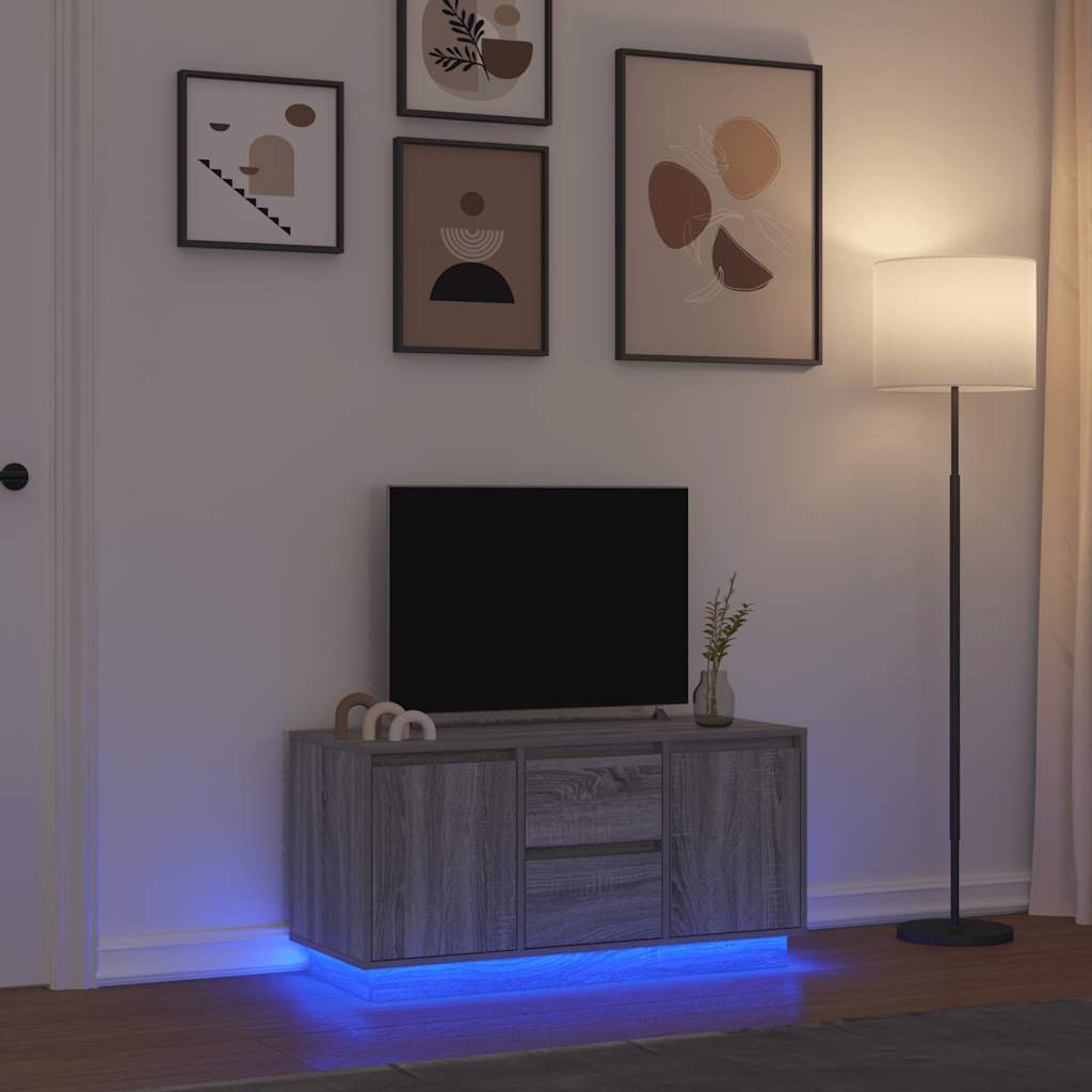 Comodă TV cu lumini LED, gri sonoma, 100x41x50 cm GartenMobel Dekor