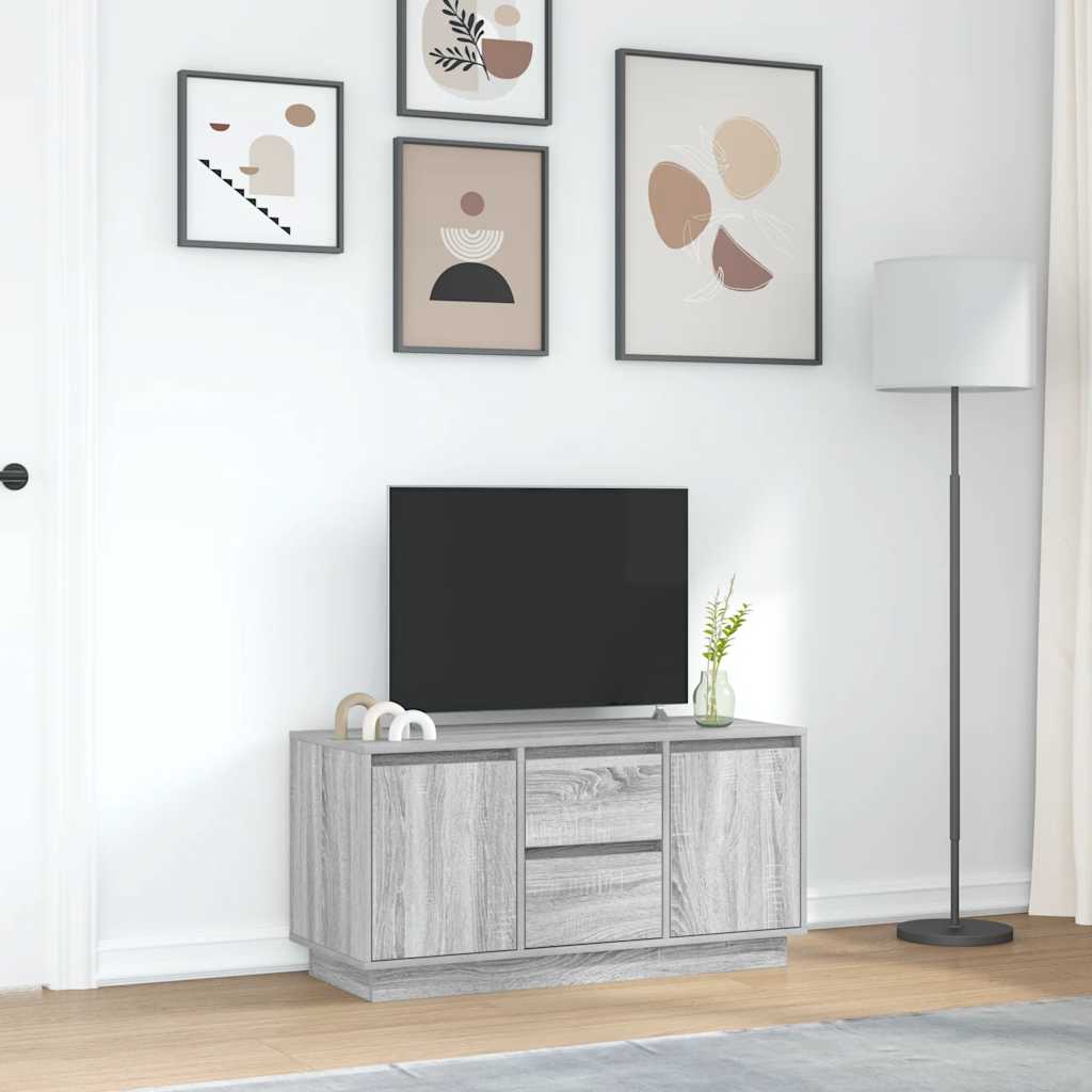 Comodă TV cu lumini LED, gri sonoma, 100x41x50 cm GartenMobel Dekor