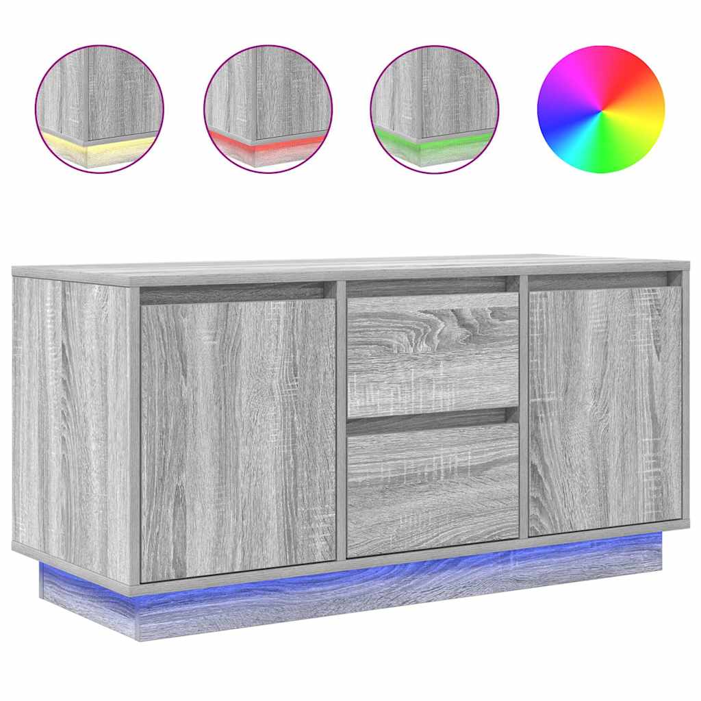 Comodă TV cu lumini LED, gri sonoma, 100x41x50 cm GartenMobel Dekor