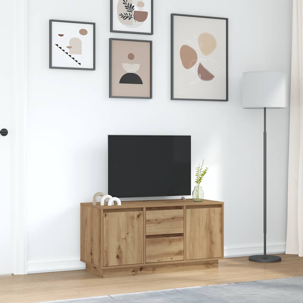 Comodă TV cu lumini LED, stejar artizanal, 100x41x50 cm GartenMobel Dekor