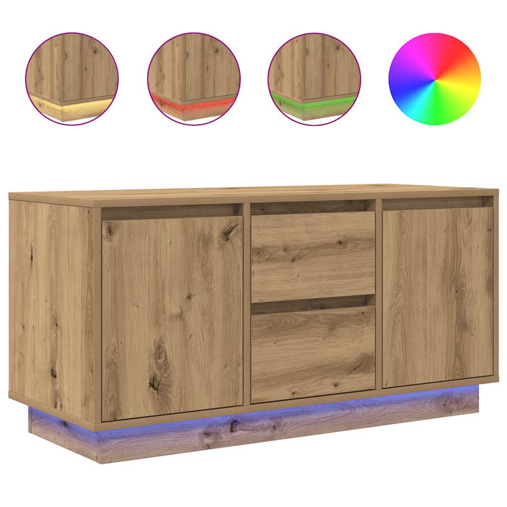 Comodă TV cu lumini LED, stejar artizanal, 100x41x50 cm GartenMobel Dekor