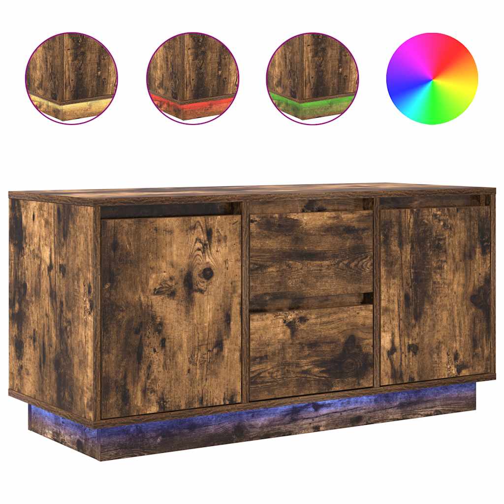 Comodă TV cu lumini LED, stejar fumuriu, 100x41x50 cm GartenMobel Dekor