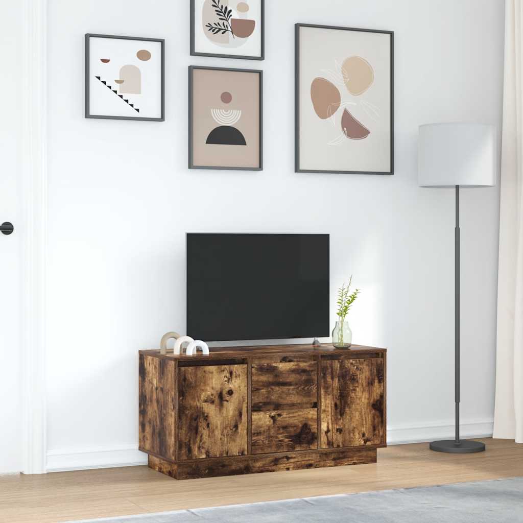 Comodă TV cu lumini LED, stejar fumuriu, 100x41x50 cm GartenMobel Dekor