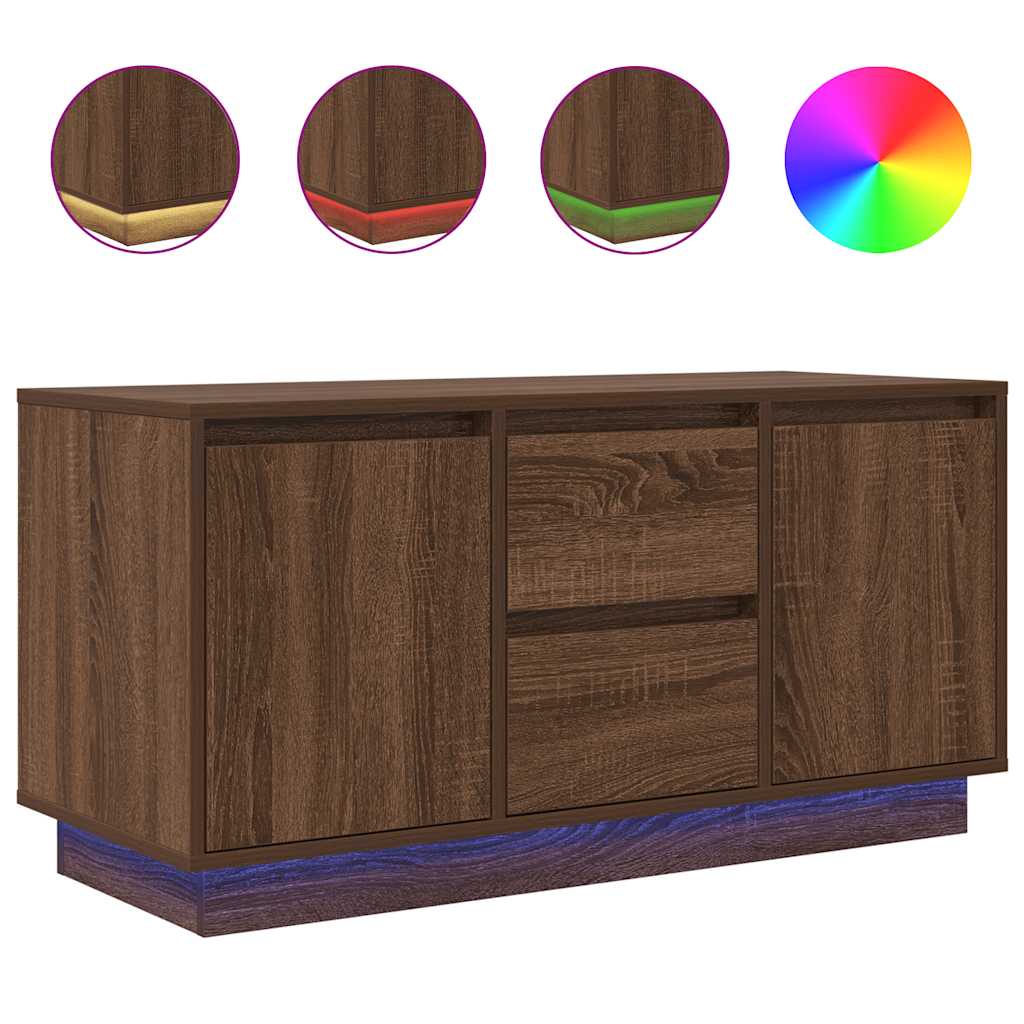 Comodă TV cu lumini LED, stejar maro, 100x41x50 cm GartenMobel Dekor
