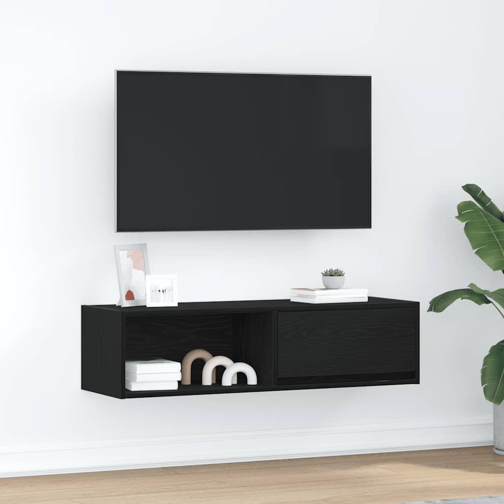 Dulap TV Stejar negru 100x31x25,5 cm Lemn prelucrat GartenMobel Dekor
