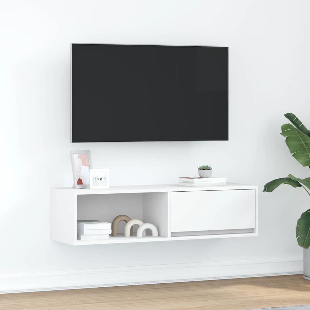 Dulap TV alb 100x31x25,5 cm lemn prelucrat GartenMobel Dekor