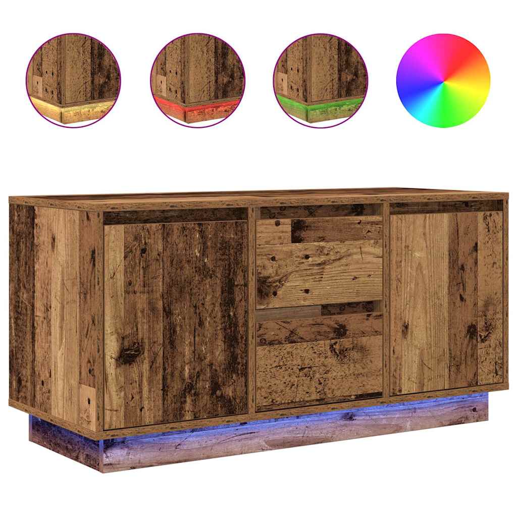 Dulap TV cu lumini LED, lemn vechi, 100x41x50 cm GartenMobel Dekor