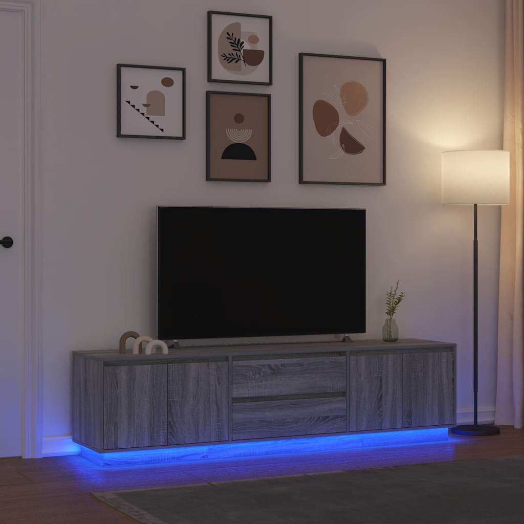 Dulap TV cu lumini LED Gri Sonoma 193,5x41x50 cm GartenMobel Dekor