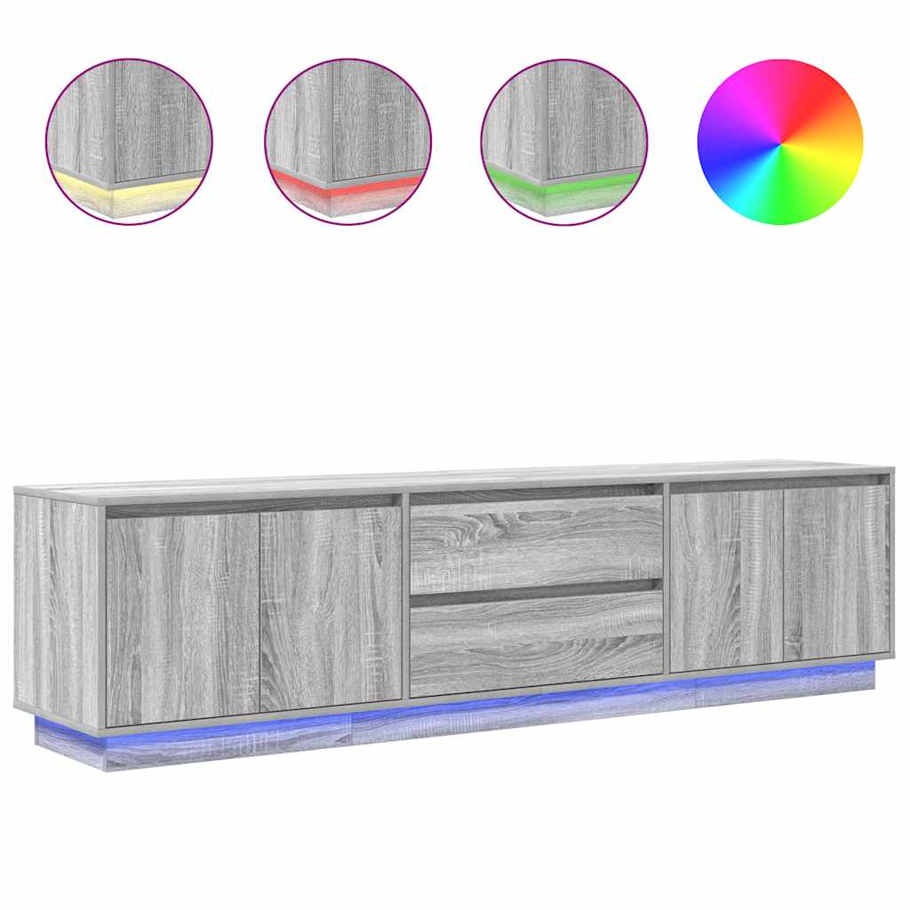 Dulap TV cu lumini LED Gri Sonoma 193,5x41x50 cm GartenMobel Dekor