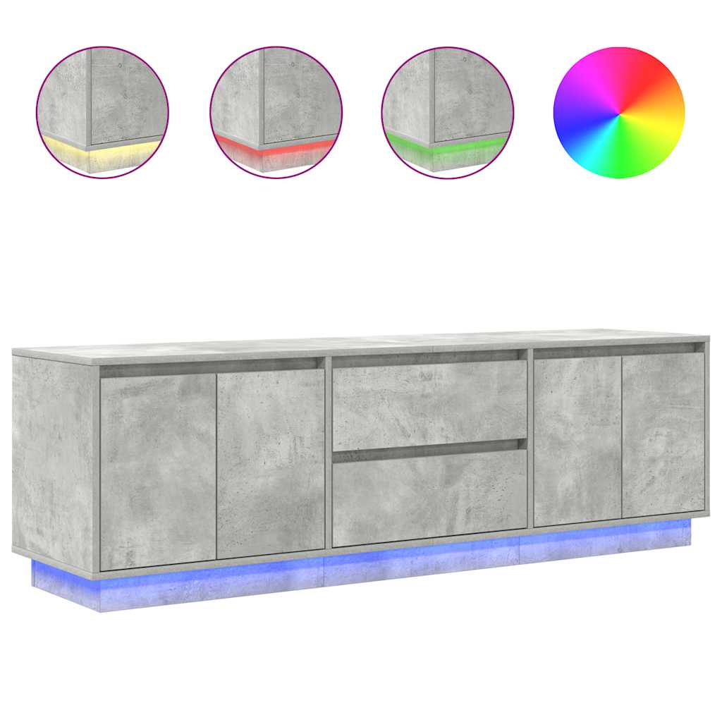 Dulap TV cu lumini LED Gri beton 160,5x41x50 cm GartenMobel Dekor
