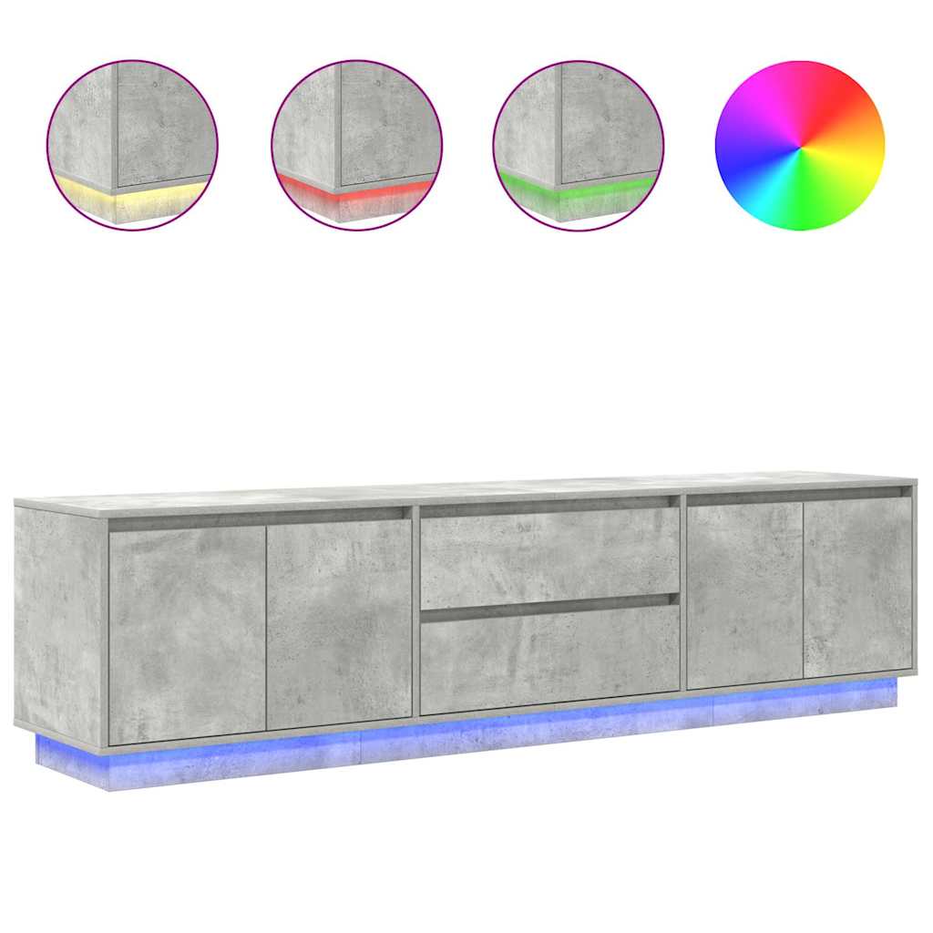 Dulap TV cu lumini LED Gri beton 193,5x41x50 cm GartenMobel Dekor