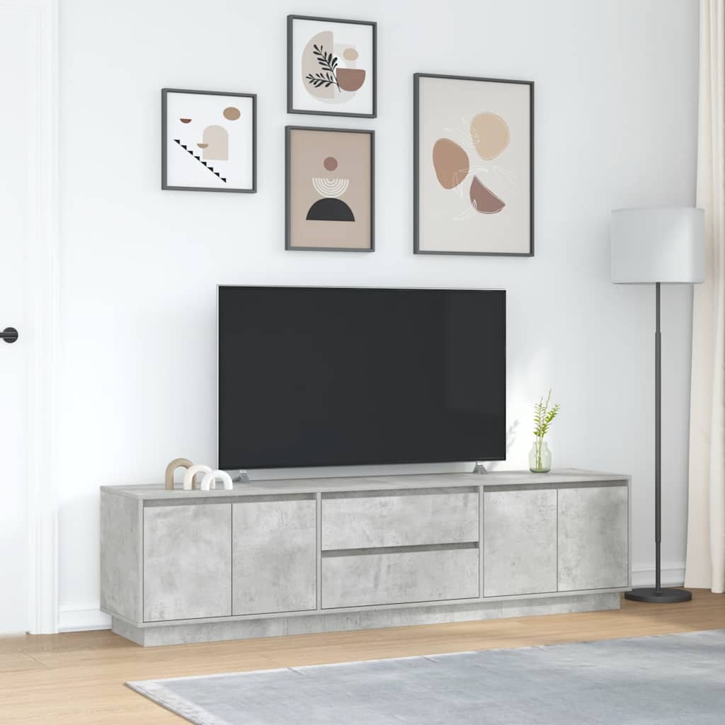 Dulap TV cu lumini LED Gri beton 193,5x41x50 cm GartenMobel Dekor